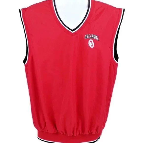 Colosseum Athletics Oklahoma Sooners OU Red Pullover Golf Wind Vest Mens L